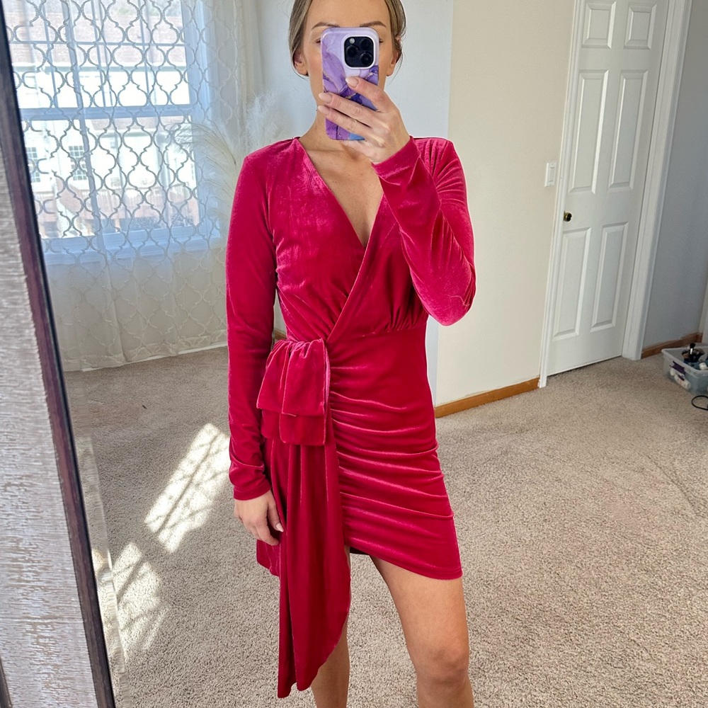 ASOS Barbie pink velvet dress